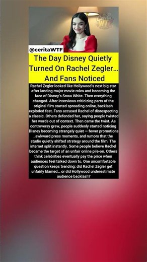 Disney Went Quiet… Then Fans Started Blaming Rachel Zegler #shorts #controversy