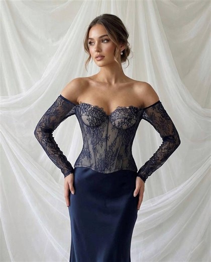 Custom Lace Corset With Sleeves and Satin Skirt Set, Made to Measure Wedding Outfit - Etsy