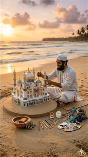 Man Builds Most Grand Beautiful Mosque With Sand ❤ #shorts