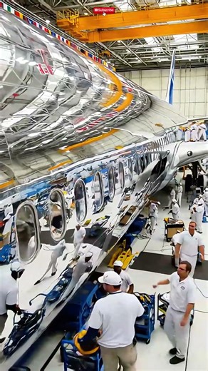 Glimpse the colossal assembly line where military cargo #aerospace #manufacturing #shorts #fyp #tech