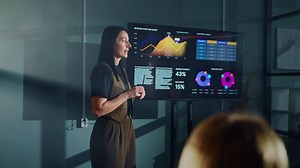 Woman Boss Presenting New Startup Idea For Employees And Investors In Office, Business Training