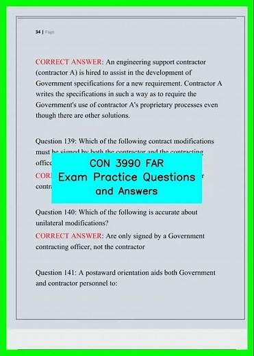 CON 3990 FAR Exam Practice Questions and Answers video