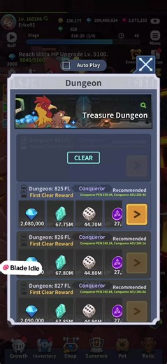 Game: Blade Idle / Treasure Dungeon / Stage: 825 #bladeidle @Blade Idle