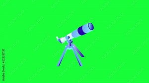 Animated Telescope icon background animated, logo symbol, social media, green screen