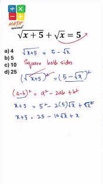Solving √(x+5) + √x = 5 in 60 Seconds! 🔥