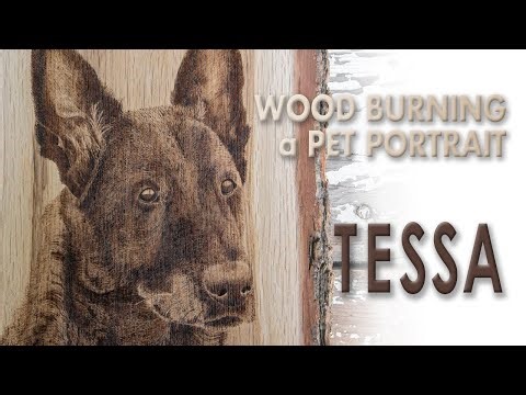Pyrography - Wood burning a dog portrait