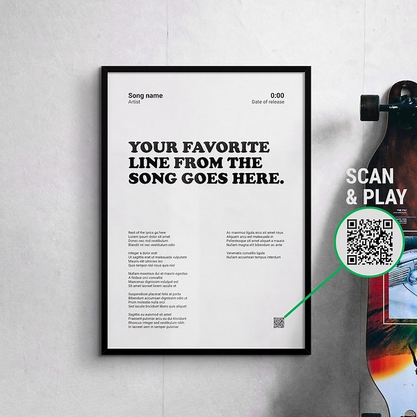 Custom Song Lyric Wall Art, Scan & Play Music Poster - Etsy