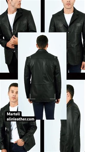 The Martell Button-Up Men’s Black Leather Blazer | ALiN