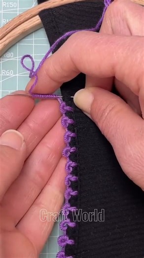 Super fast edging embroidery hack that looks incredibly classy. #crochet #knitting #handmade