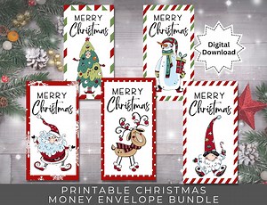 Printable Christmas Money Envelope Bundle | Set of 5 Fun Xmas Designs | Cash Gift Envelope | Instant PDF Download - Etsy