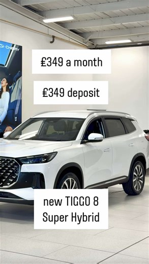 £349 deposit and £349 a month with 0% APR PCP. Drive a brand new 7 seat Chery TIGGO 8 Aspire Super Hybrid automatic from Barnetts Chery. Cars in stock for immediate delivery. Offer ends 31st May. Call us on (01382) 647825 #chery #cherytiggo8 #tiggo8 #superhybrid