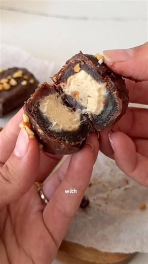 Frozen Chocolate Dates with Creamy Peanut Butter Banana Filling (Easy No-Bake Treat)