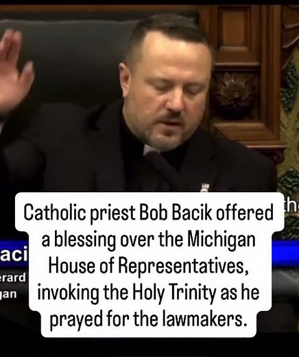 63K views · 2.1K reactions | Catholic priest Bob Bacik offered a blessing over the Michigan House of Representatives, invoking the Holy Trinity as he prayed for the lawmakers. | Sachin jose ettiyil | Facebook