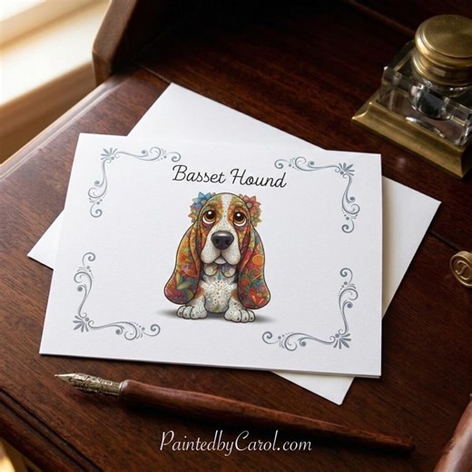 Set of Basset Hound Note Cards, Blank Dog Lover Stationery / Pet Gifts - Etsy