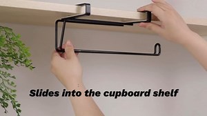 T.R.Sani. Bathroom Paper Towel Holders, Over Cabinet Door Paper Towel Holder, Paper Towel Rack for Shelves Under 0.82" - Stainless Steel, Black, 2 Pack