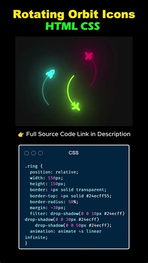Neon Orbit Animation Using Pure HTML & CSS 🔥