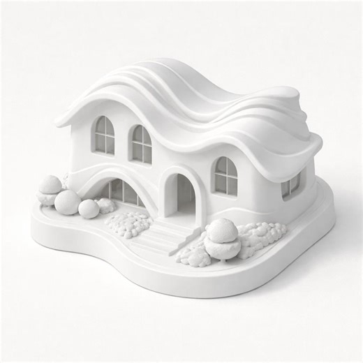 Modern Wavy House STL File, Architectural Figure for 3D Printer, Minimalist Home Decor Digital Model, 3D Printing STL File Architecture, - Etsy