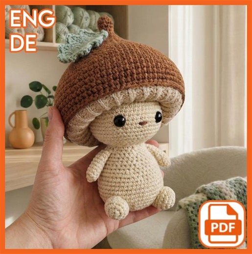 Acorn Doll Crochet Pattern, Woodland Amigurumi PDF, Fall Plush Tutorial