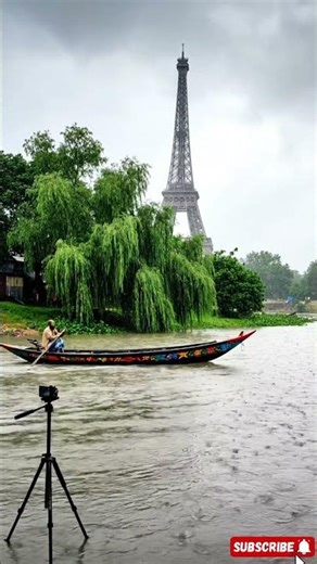 Paris Rainy Day Ambience 🇫🇷 | Relaxing River Rain Sounds for Sleep, Study & Focus (Eiffel Tower)