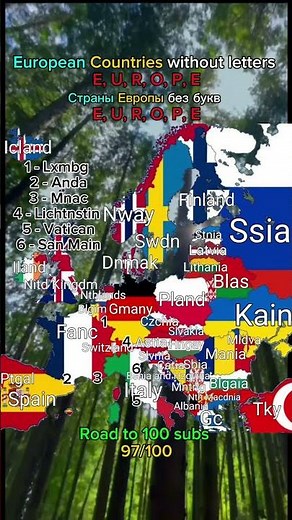 European countries without letters E, U, R, O, P, E