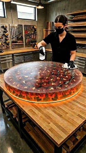 Made a Red Rose Epoxy Table🌹(Satisfying Process)