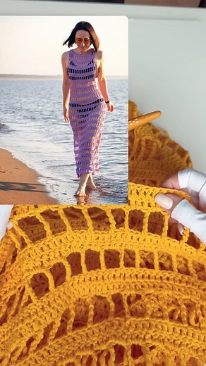 Crochet Pattern - Sunny Days Beach Dress, pattern link in my bio @themailodesign . #crochetdress #crochetbeach #crochetsummer #meshtop #crochetstitch #howtocrochet #crochettunic | TheMailoDesign