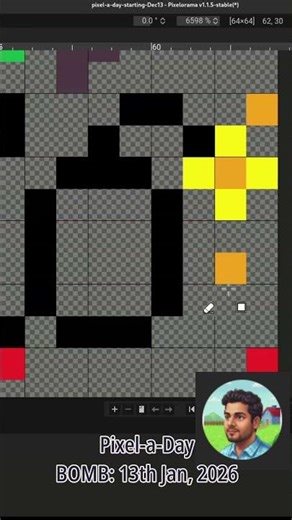 Newbie Pixel Art: Fire Bomb (96th Pixel-a-Day) 8x8 | 13th Jan, 2026 #pixelart #pixelorama