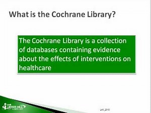 Cochrane Library: Introduction (Cochrane, Pt 1)