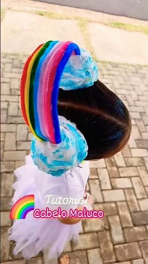 Tutorial Cabelo Maluco arco-íris 🌈#cabelomaluco #tutorial #penteados