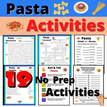 Pasta Activities Packet Kitchen Cooking Study Culinary Arts FACS FCS Lessons