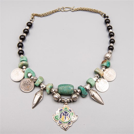 Necklace With Antique Beads & Amulets – Indian and Moroccan Elements - Etsy