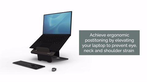 Fellowes Breyta Laptop Stand for The Home and Office, 12 Height Adjustments, 15" Monitor Size- Black