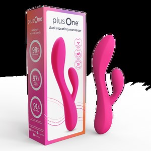 plusOne Dual Rabbit Vibrator, High-quality Silicone, Pink