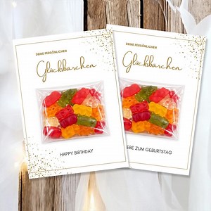 Printable Birthday Card Template With Lucky Bears | Card With Gummy Bears | Happy Birthday Gift | Small Printable Gift Idea (PDF) - Etsy