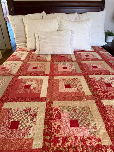 Log Cabin Quilt Made With La Rose Rouge French General Fabric by Moda - Etsy UK