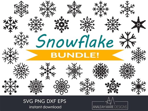 Snowflake SVG Bundle: 26 Unique Designs for Winter Christmas Crafts (digital Files) - Etsy