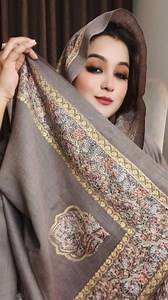 120-count fine wool shawl with elegant resham thread and tilla embroidery along the borders—soft, warm, and timeless. Size_80/40 inch Price_12,500 tk. Each #winter #clothiana #premium #kashmiri #shawl | Clothiana