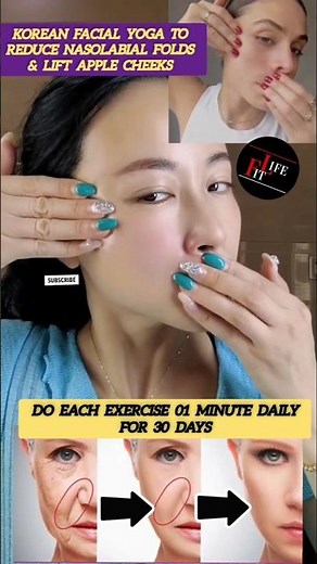 Korean Facial Yoga To Reduce Nasolabial Folds & Lift Apple Cheeks😱 #yoga #wrinkles #faceyoga #shorts
