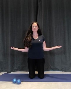 Pilates Exercise of the Day: Kneeling series, dumb waiter to cleopatra stretch with spine twist: opens the chest, mobilises the shoulder joint and encourages correct shoulder blade placement. The added rotation benefits spine mobility.. Focus on opening the collar bones, drawing the shoulder blades back and down to activate the muscles in the upper back and scapulae and hold light weights for further challenge if you want to.. The added rotational movement challenges lumbo-pelvic disassociation 