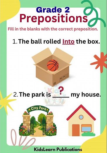 Grade 2 Preposition practice worksheets
