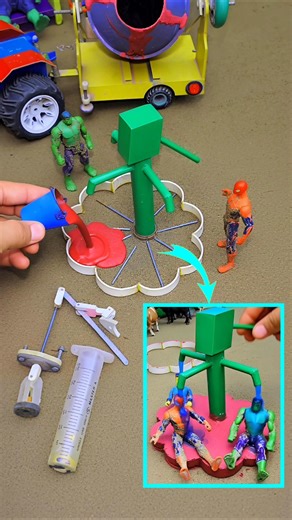 Mini waterpump & mini tractor with three null red concrete & mixer scienceproject|| Video No.487🔥🔥🔥