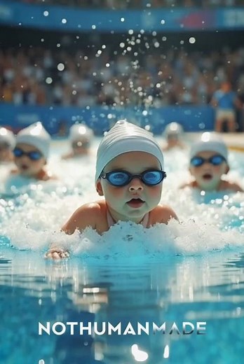 Olympic Baby Swimmers – Adorable Race in the Pool 🏊‍♂️👶 #shorts