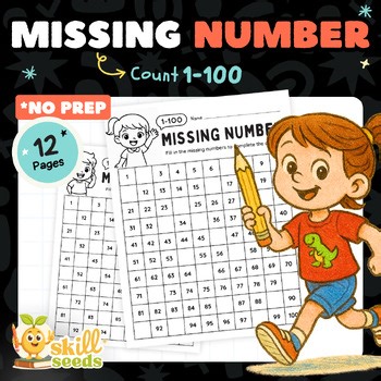 Missing Number Worksheets 1–100 | 12 Pages, 3 Levels | No Prep Math Practice