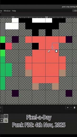 Newbie Pixel Art: PIG PUNK (27th Pixel-a-Day) 8x8 | 5th Nov, 2025 #pixelart #pixelorama