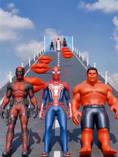 Kiss Run Deadpool vs Hulk vs Spider-man Challenge! #spiderman | spiderman hulk