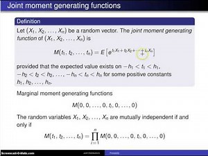 Multivariate distributions: Joint moment generating functions