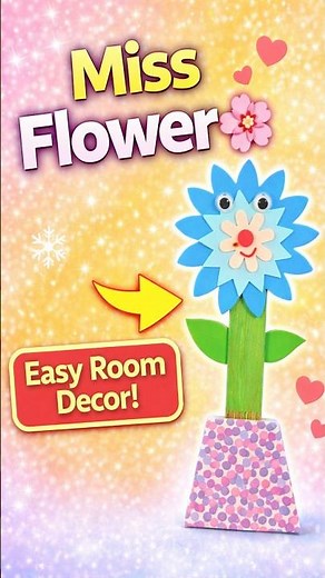 DIY Popsicle Stick Flower 🌸 Easy Kids Room Decor Craft #diy #craft #craftyfun #kids