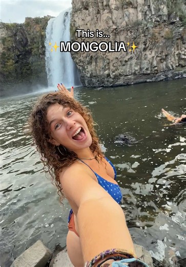15 screaming women swimming in the Mongolian wilderness >> Probably the coolest country I’ve ever taken a cold plunge in #adventuretravel #mongoliatravel #granolagirl #coldplunge #waterfalls