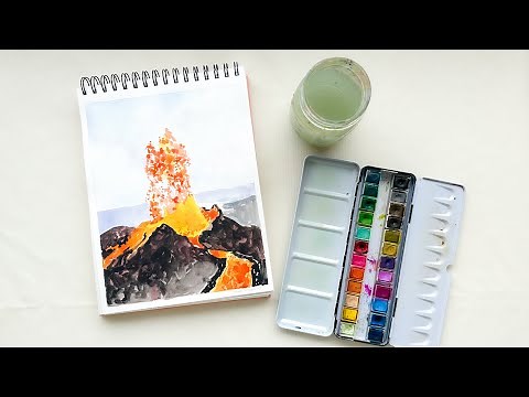 Paint a Powerful Hawaii Volcano in Watercolor | Step-by-Step Tutorial