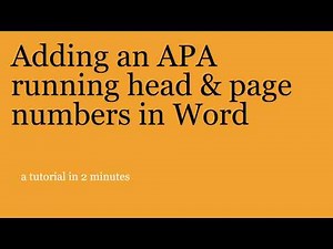 Adding an APA running head and page numbers in Word